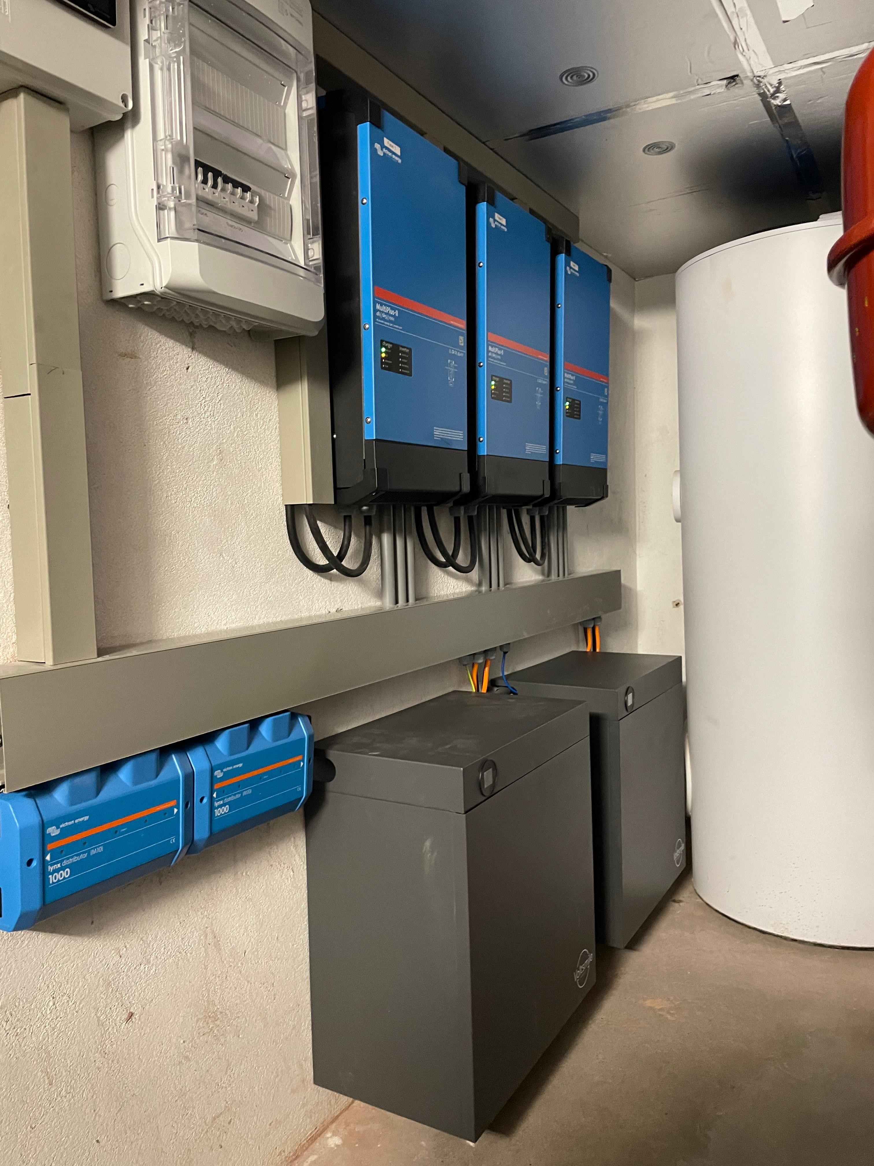 Volledige Victron Energy installatieruimte met boiler